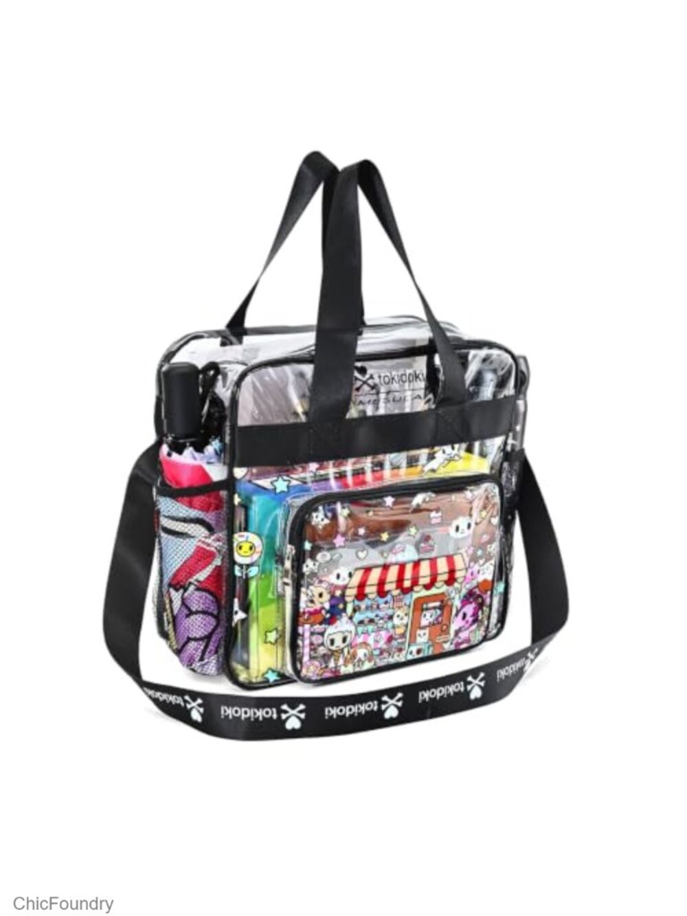 Clear Stadium Approved Tote Bag with Adjustable Strap, Anime Collectible Display